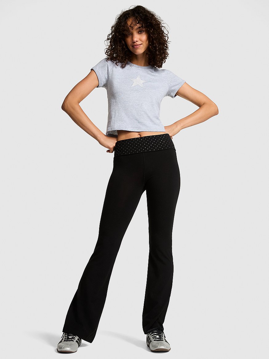 All-Day Cotton Foldover Flare Leggings