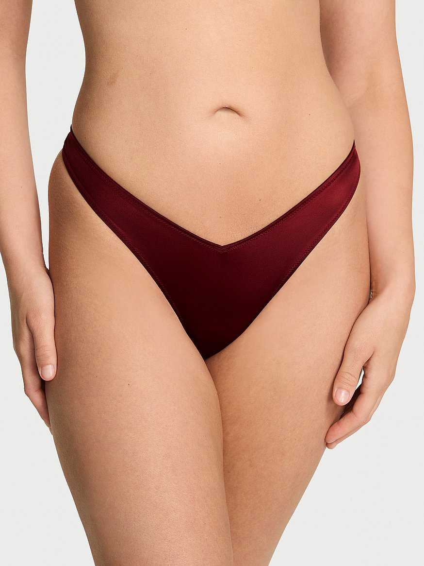 Smooth Strappy-Back High-Leg Thong Panty