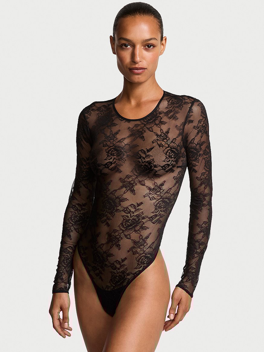 Rose Lace Long-Sleeve Bodysuit
