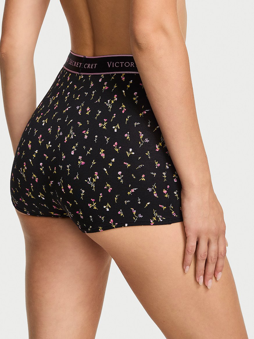 Logo Cotton High-Waist Boyshort Panty