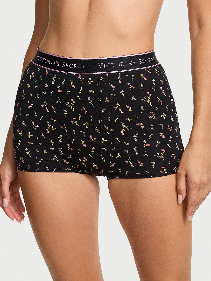 Logo Cotton High-Waist Boyshort Panty