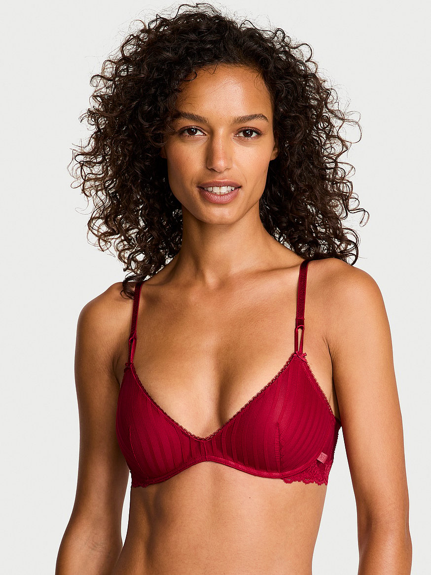 Buy Sexy Tee Sheer Heritage Stripe Wireless Push-Up Bra, Red