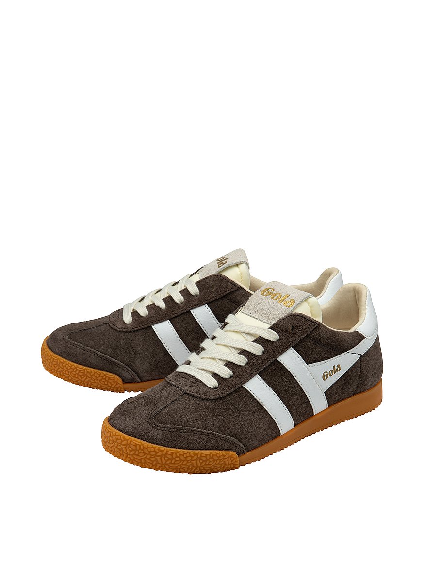 elan tobacco and white color block suede leather sneakers Gola Sneaker- Tobacco/White – Styleartist while bold color combos keep it fresh and trendy Gola Elan Sneaker CLB538 Tobacco/White