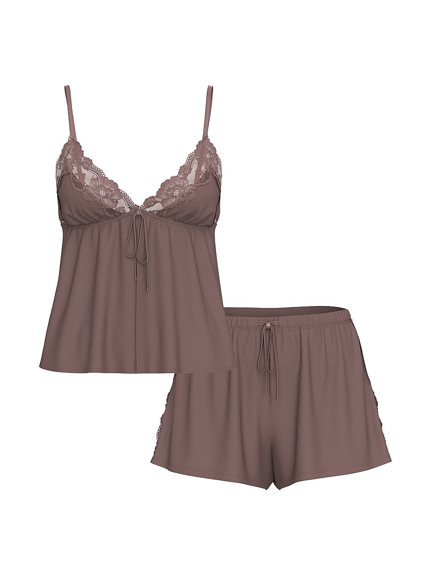 Modal Soft Lace-Trim Flyaway Cami Set