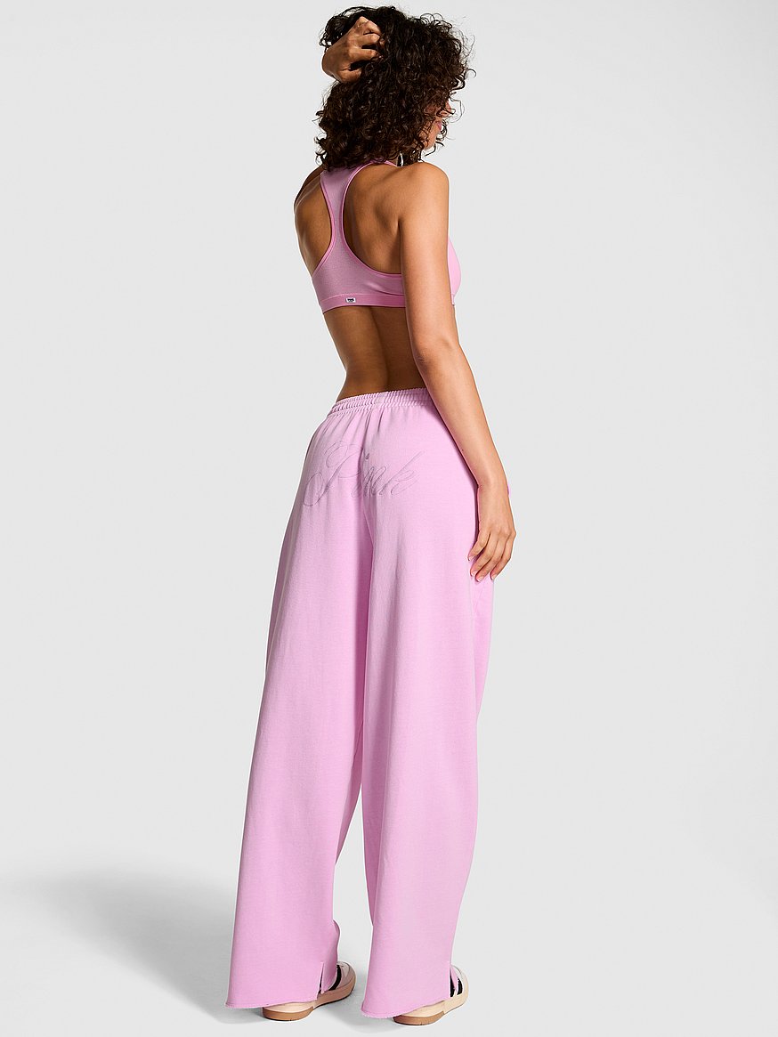Ivy Fleece Wide-Leg Split-Hem Sweatpants