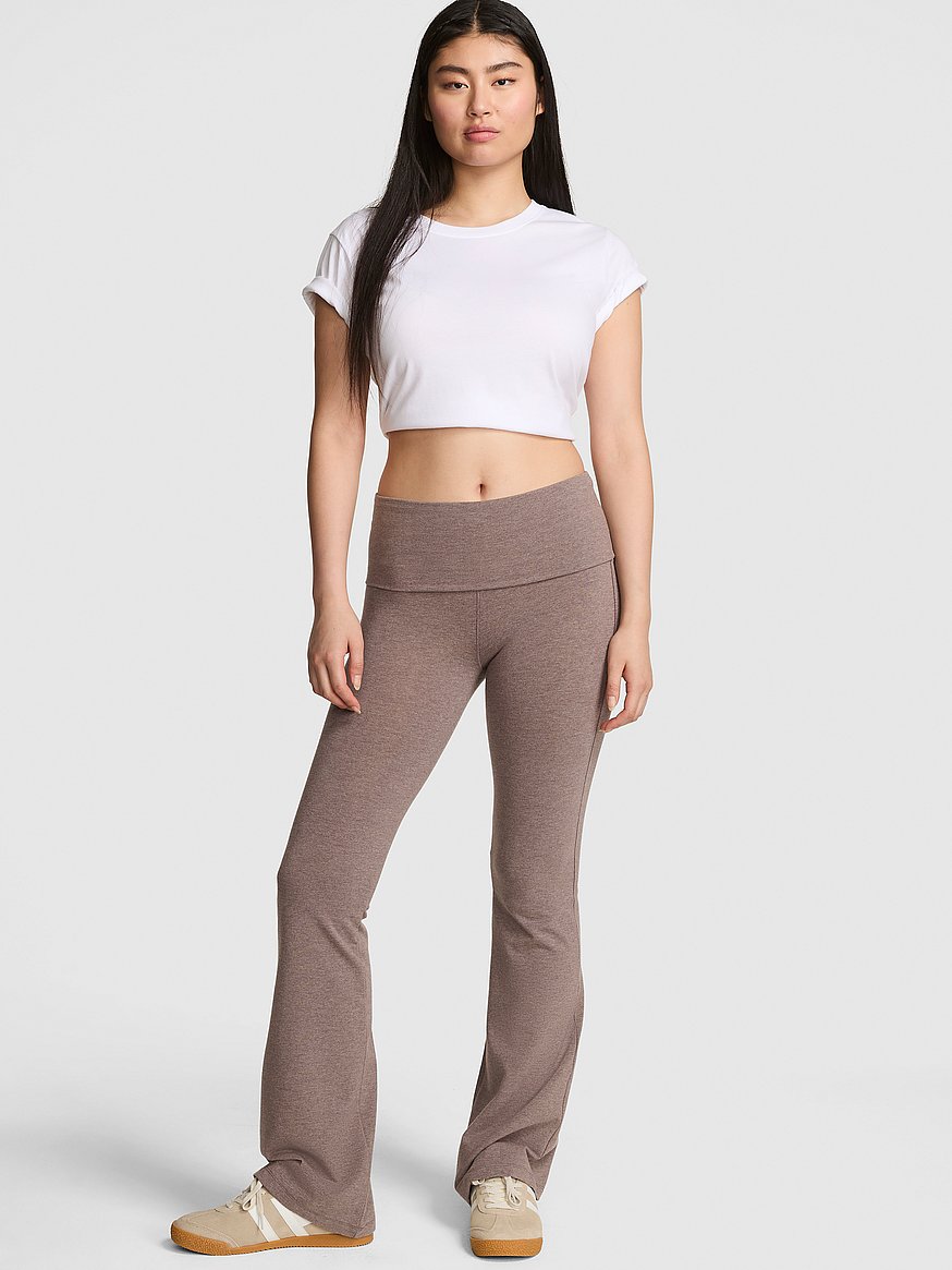 All-Day Cotton Foldover Flare Leggings