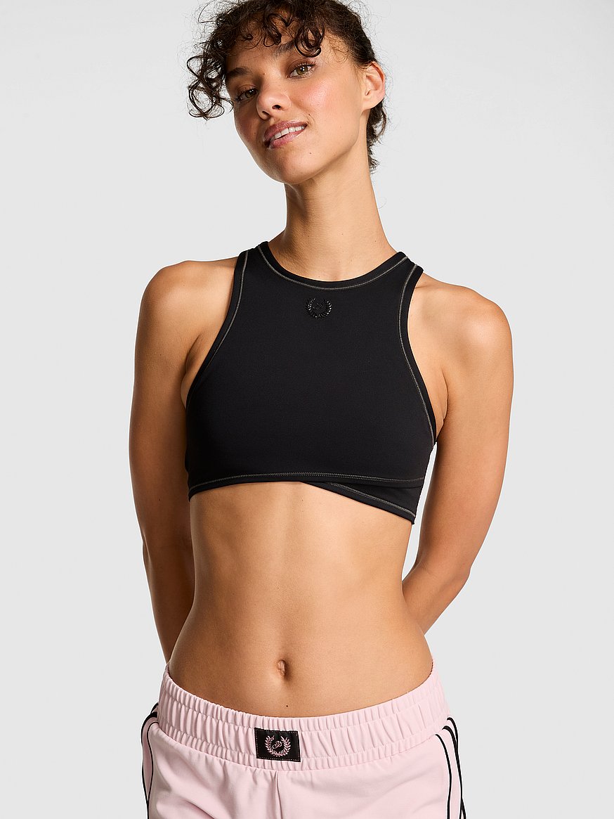 Buy Relay High-Neck Crossover Sports Bra, Pure Black - Order Sport