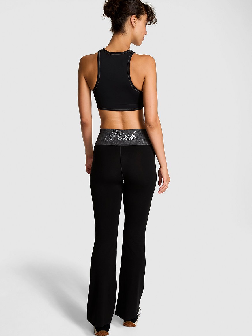 Buy All-Day Cotton™ Foldover Flare Leggings, Pure Black Charcoal