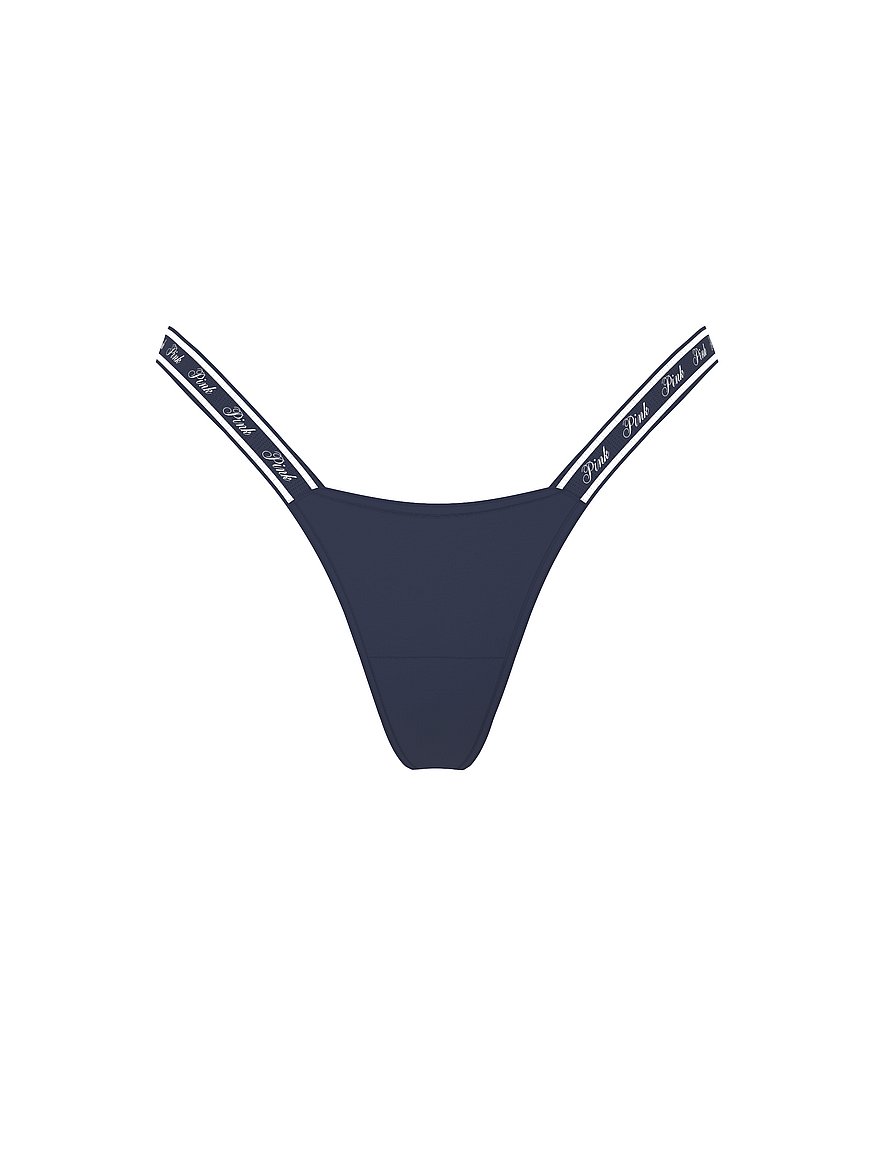 Logo Cotton High-Leg Micro Thong Panty