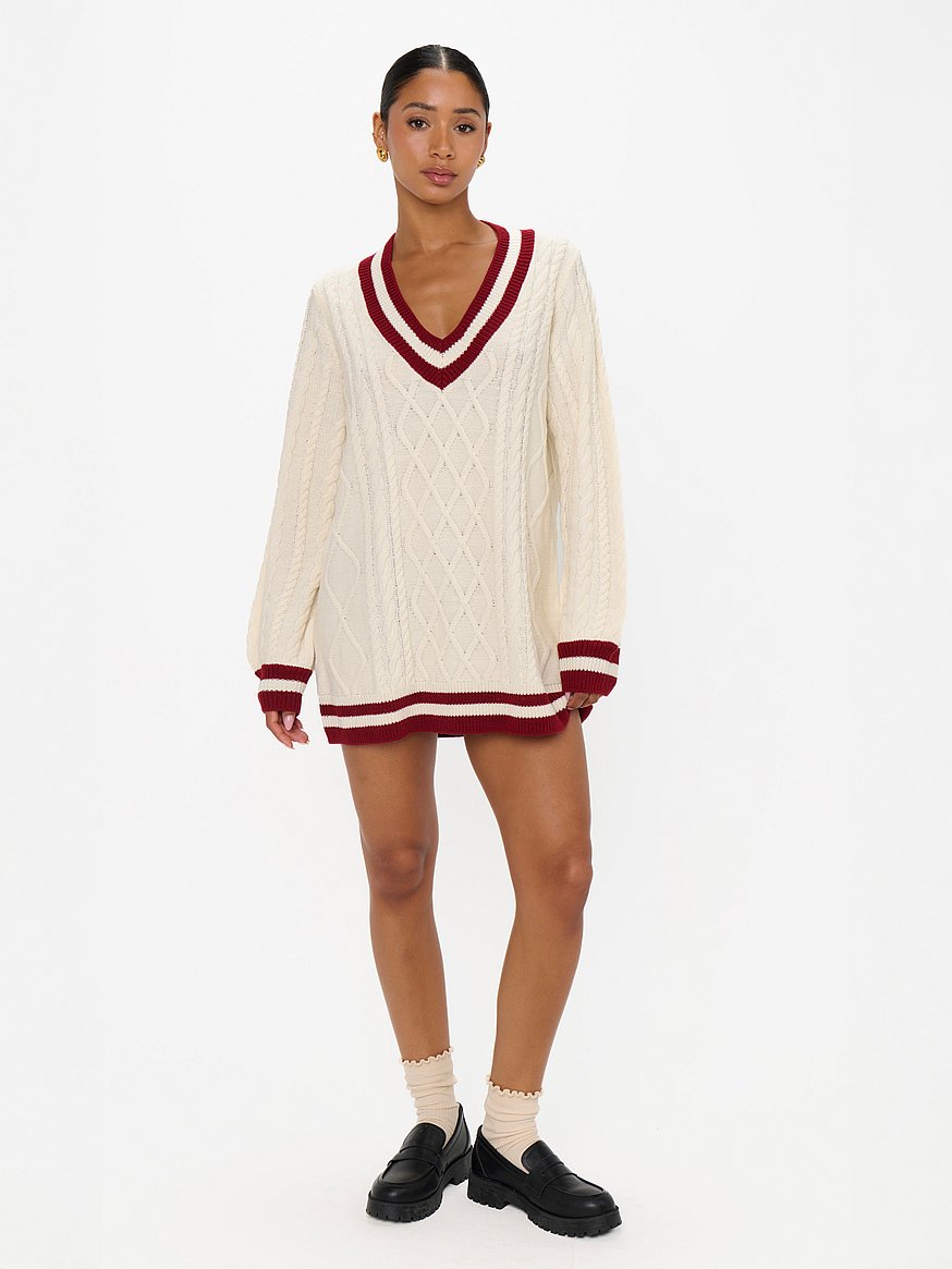 sweater dress near me Latte Cable Knit Loose Fit Short This dress features long sleeve and with solid for eye CAICJ98 Women's Neck Ribbed Long