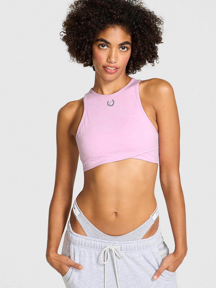 Relay High-Neck Crossover Sports Bra