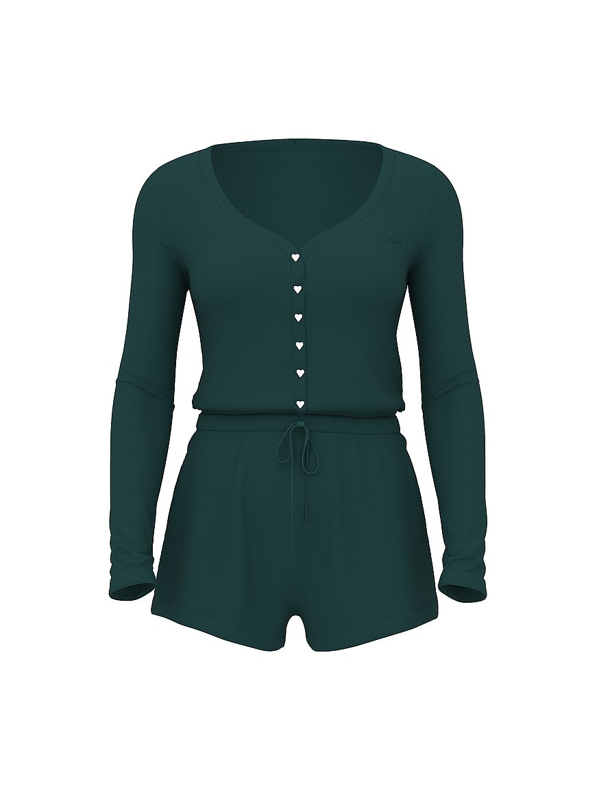 Wide-Ribbed Drawstring Romper