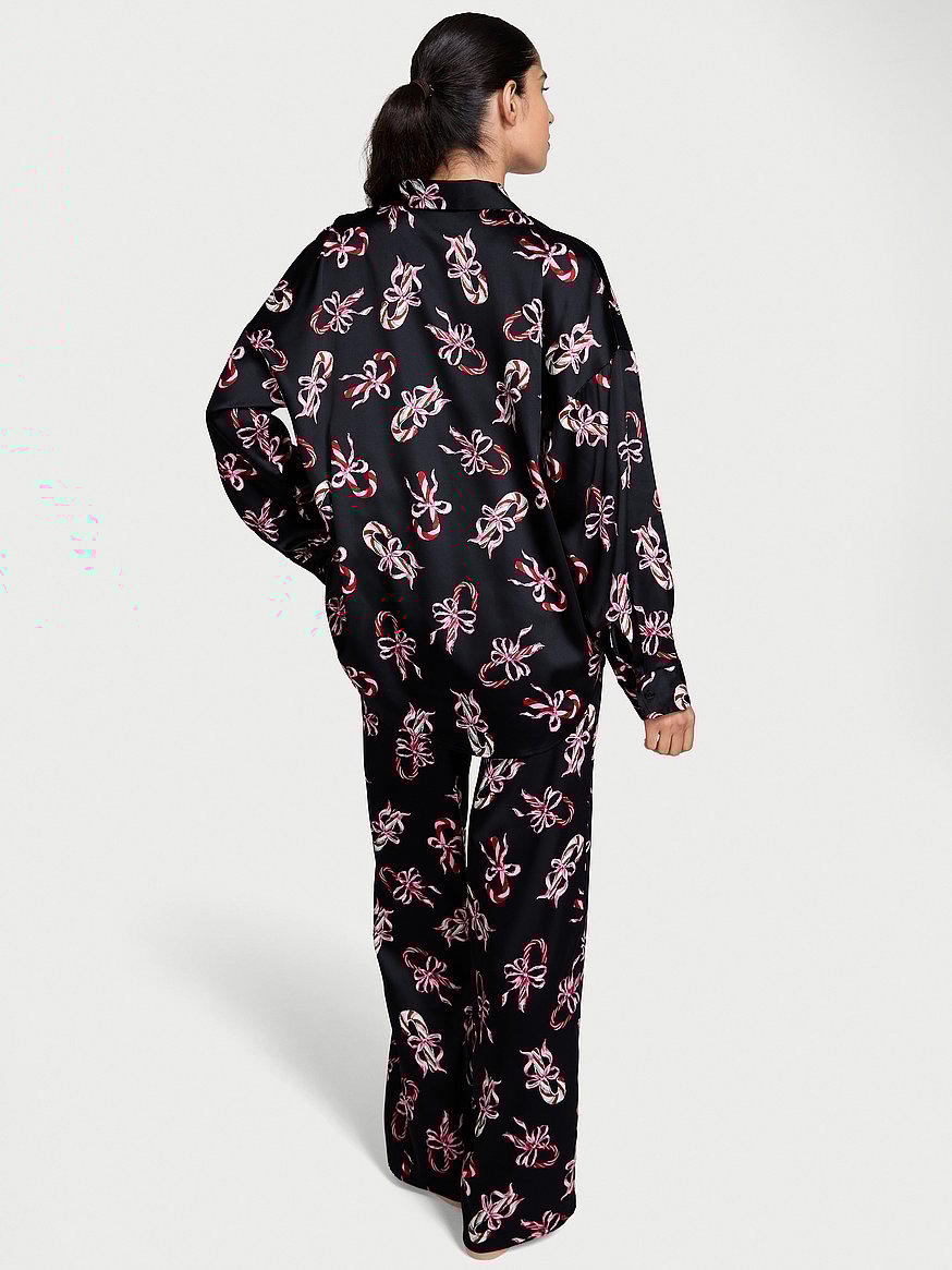 Glazed Satin Oversized Long Pajama Set