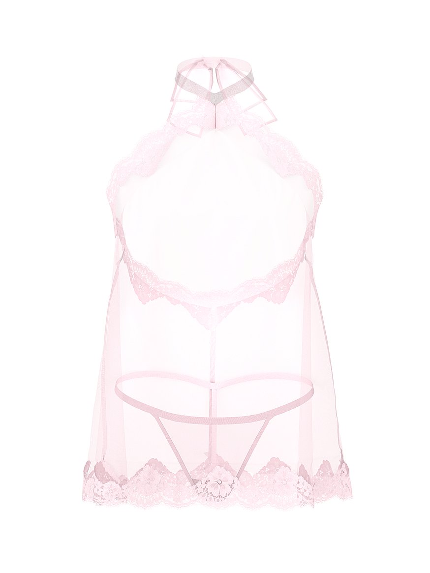 Twinkle Chiffon Halter Babydoll Set