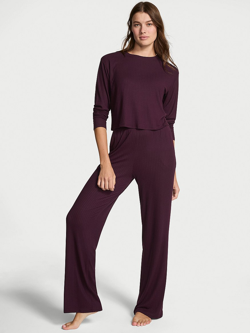 Buy SoSoft™ Modal Wide-Rib Long Lounge Set, Winter Wine - Order