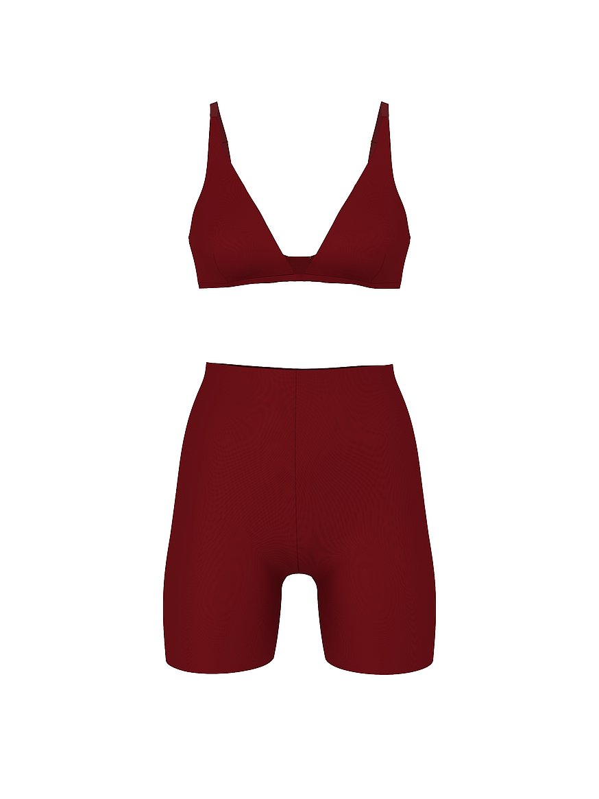 Buy SoSleek™ Triangle Bralette & Short Set, Sangria Red - Order