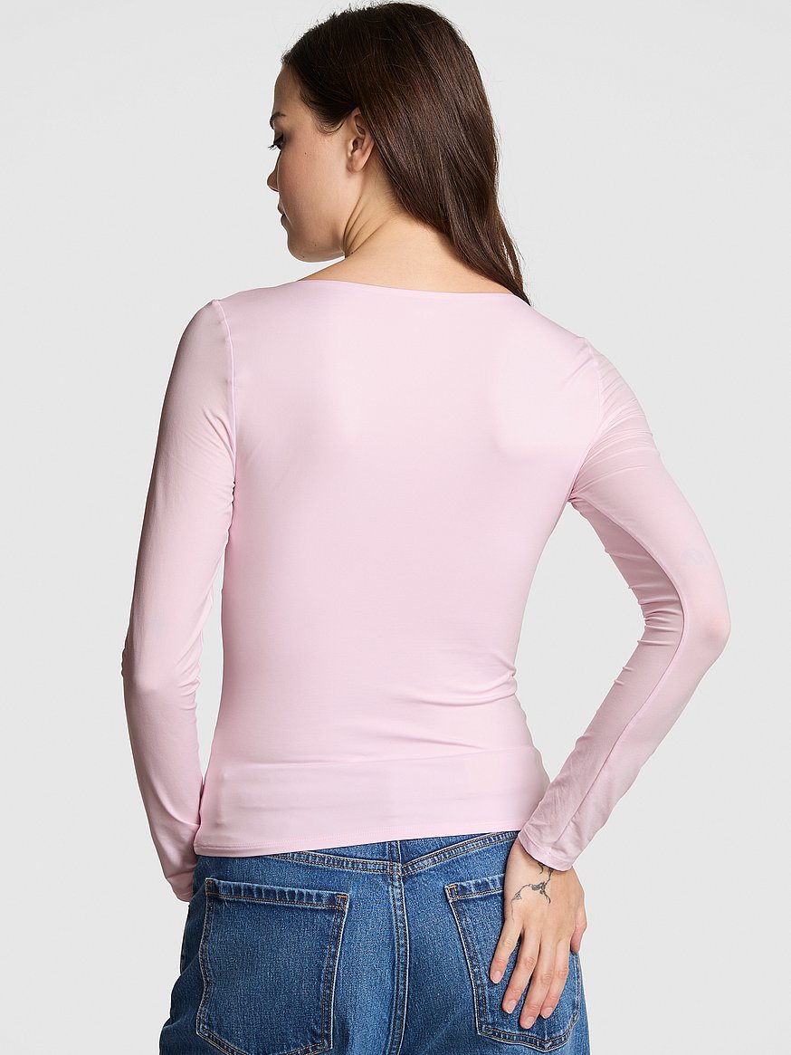 Base Stretch Ruched Long-Sleeve Tee