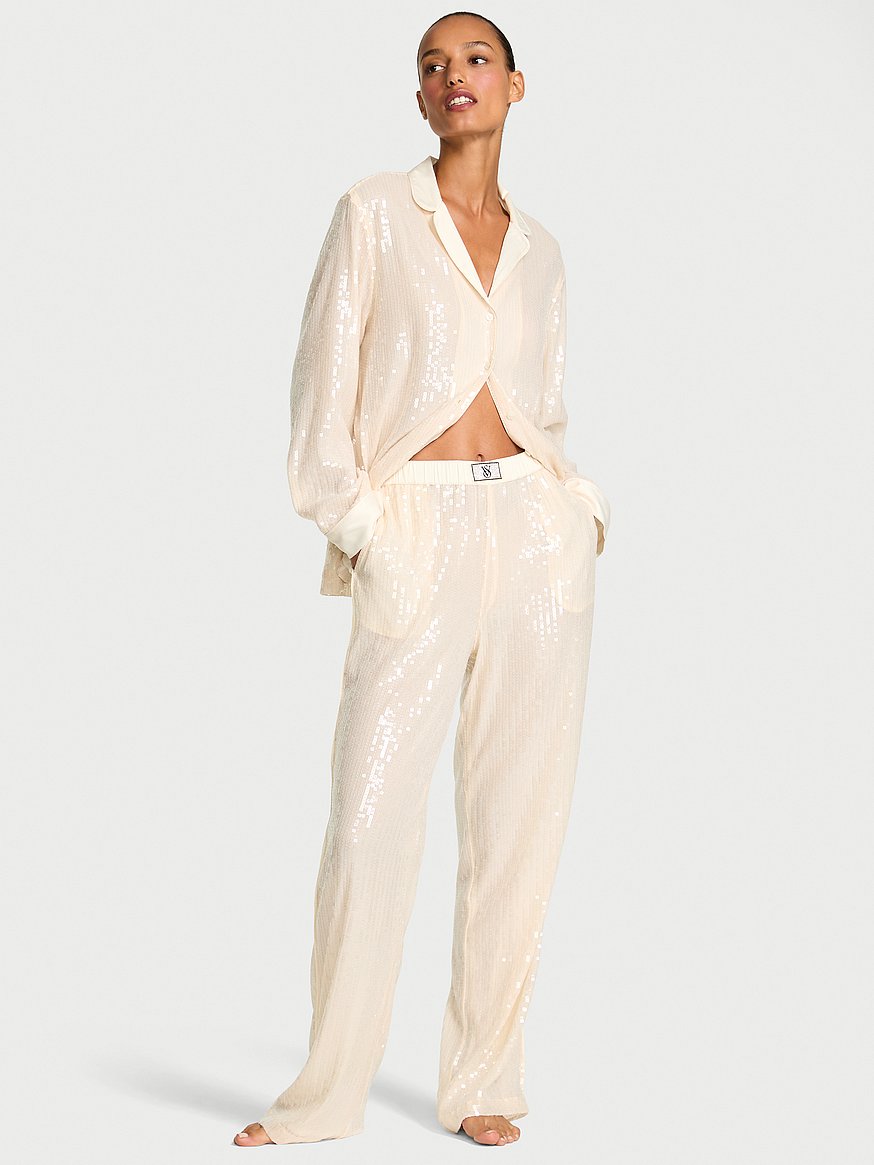 Sequin Shine Long Pajama Set
