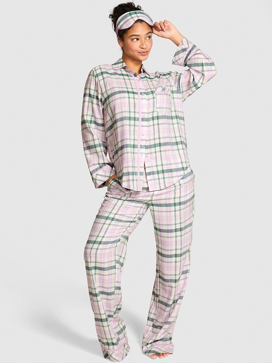 3-Piece Flannel Eye Mask & Long Pajama Set