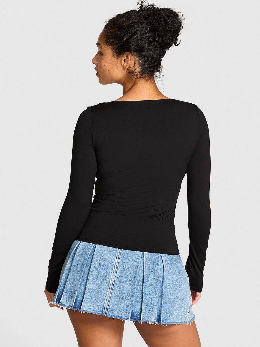 Base Stretch Ruched Long-Sleeve Tee