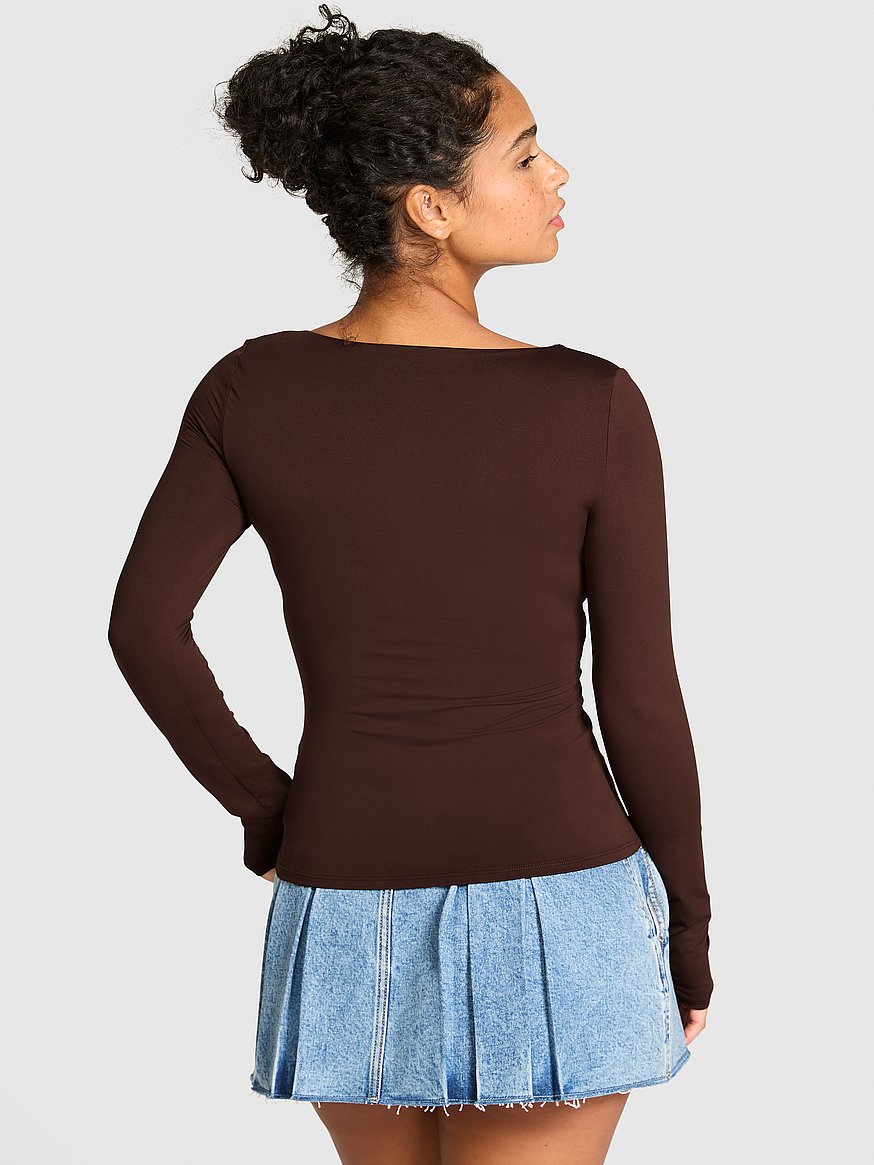 Base Stretch Ruched Long-Sleeve Tee