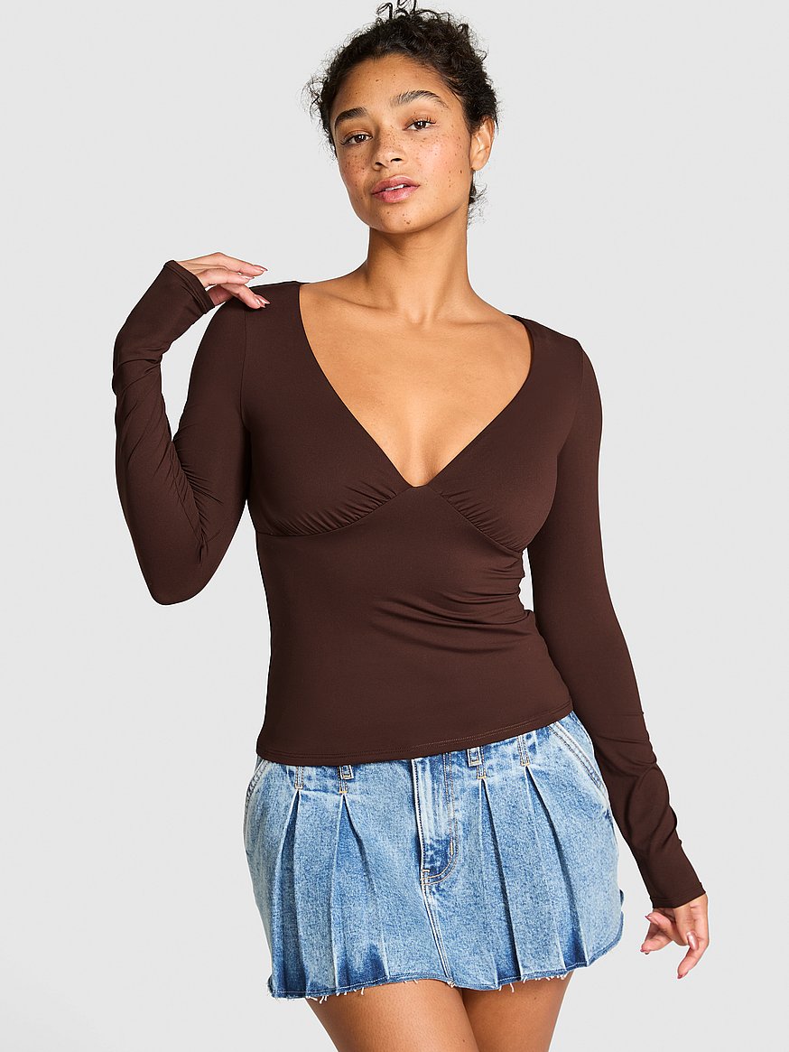 Base Stretch Ruched Long-Sleeve Tee