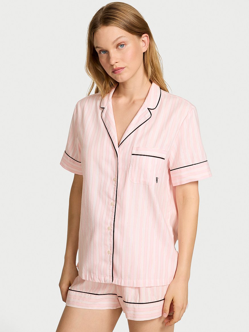 Buy Flannel Short Pajama Set, Pretty Blossom Multi Stripe Yd - Order Pajamas Sets online - Victoria's Secret