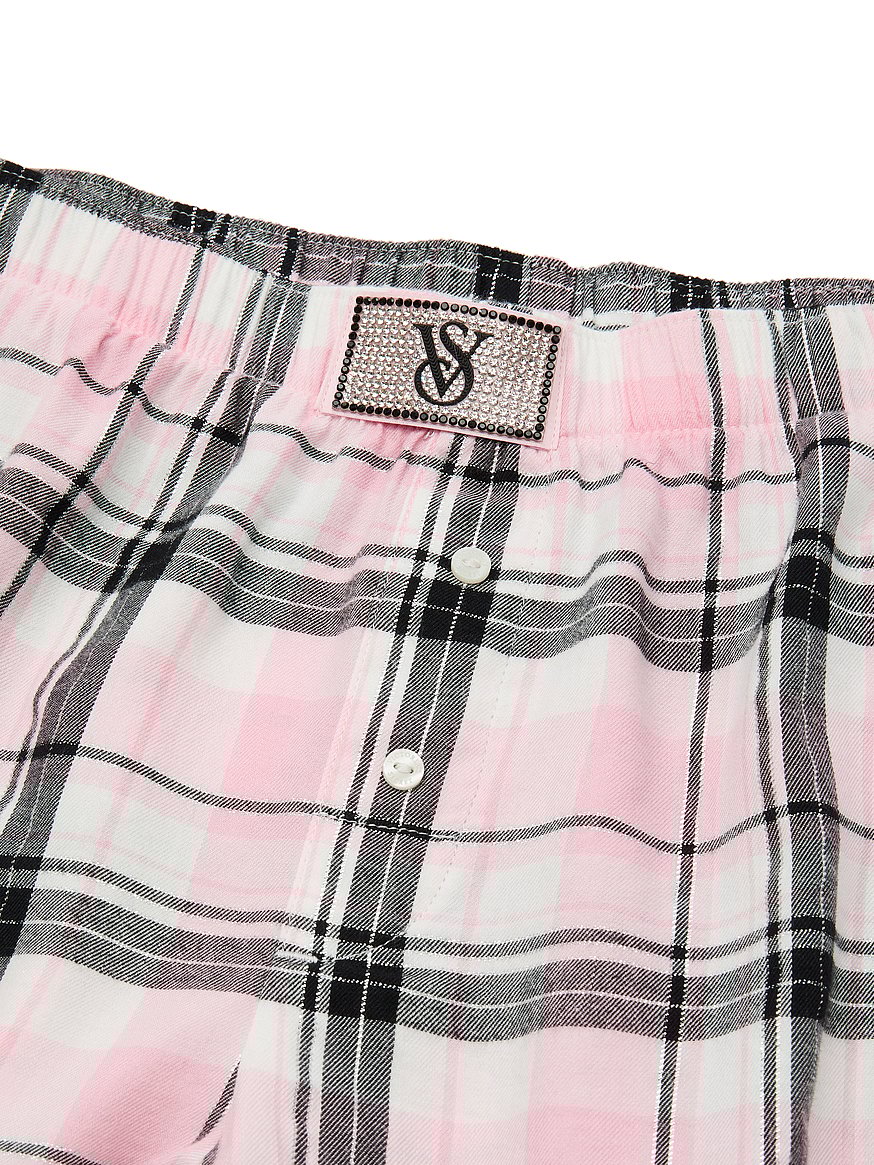 Flannel Long-Sleeve Short Tee-Jama Set