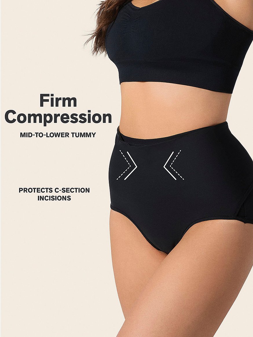 Firm Compression Postpartum Panty with Adjustable Belly Wrap