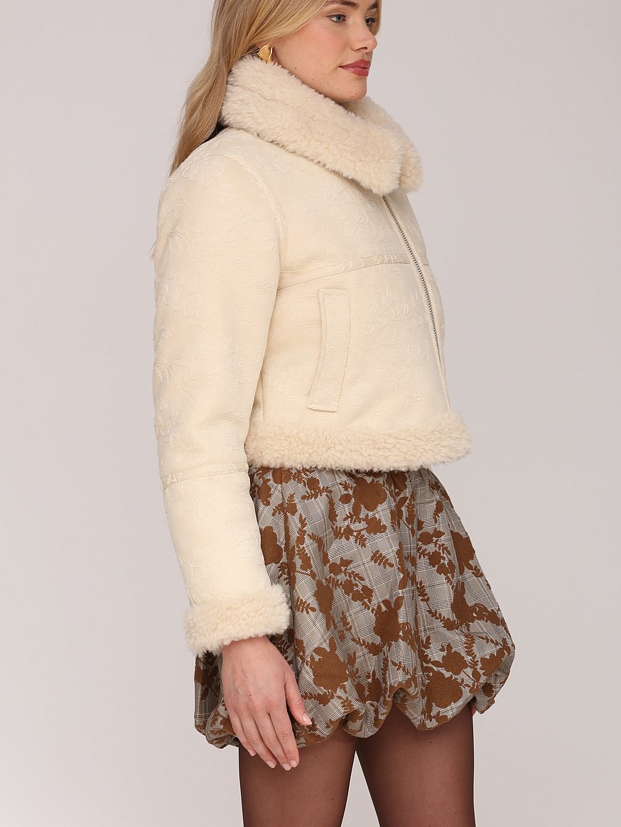 Cropped Ivory Shearling Coat Buy Cropped Shearling Jacket, Tan