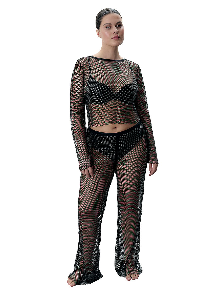 Buy Noor Rhinestone Top, Black/Clear - Order Pajama Tops online