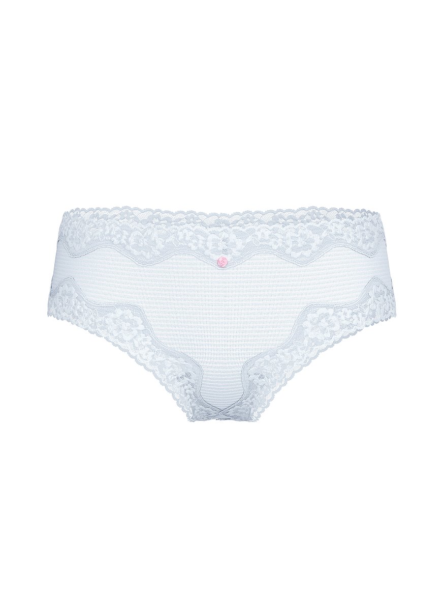 Cotton Shadow Stripe Lace-Waist Cheeky Panty