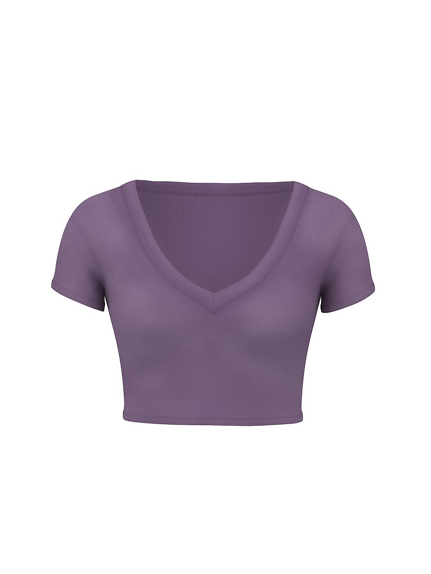 All-Day Cotton V-Neck Cropped Tee