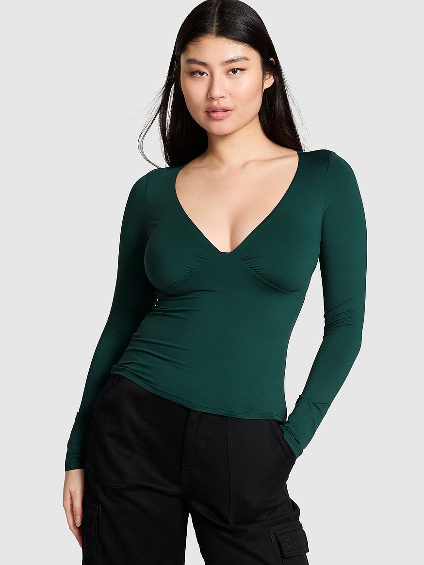Base Stretch Ruched Long-Sleeve Tee