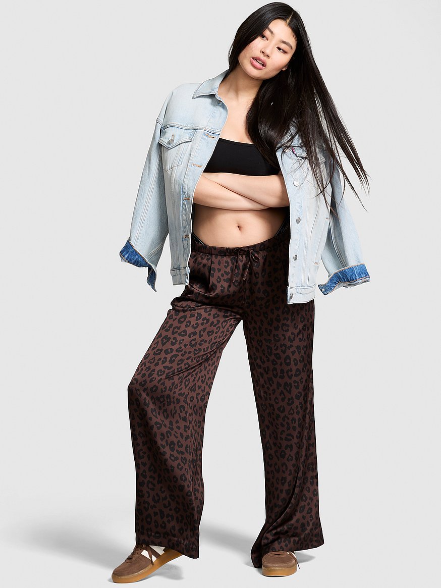 Satin Pull-On Trouser Pants