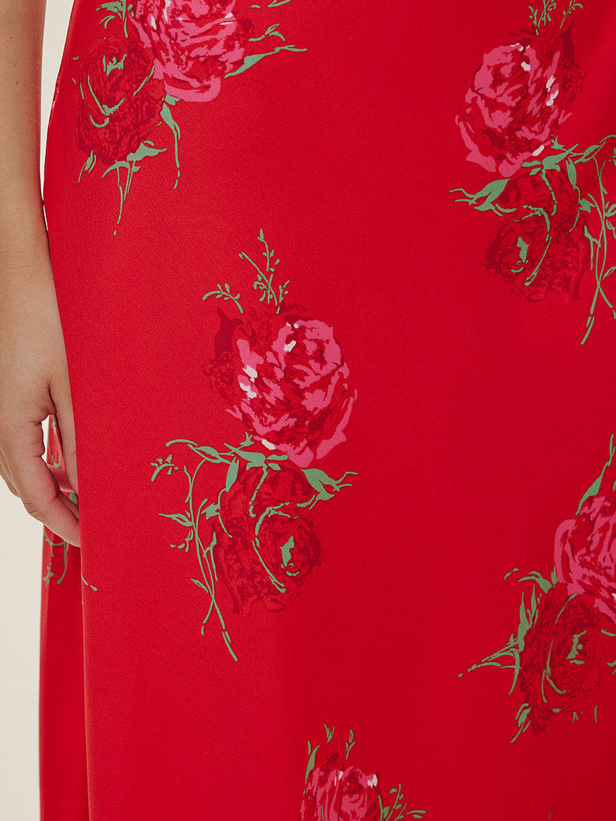 Buy Aurora Satin Midi Dress , Red Rose Brushstrokes - Order Dresses online  - Victoria's Secret US