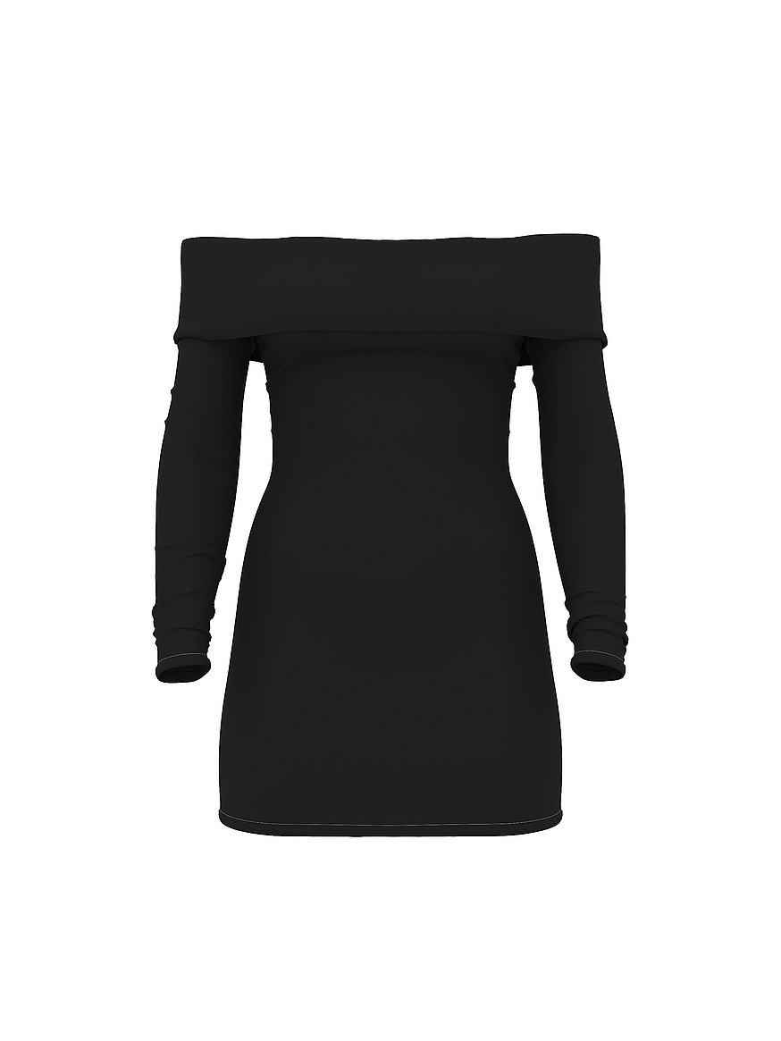 All-Day Soft Ribbed Off-The-Shoulder Mini Dress