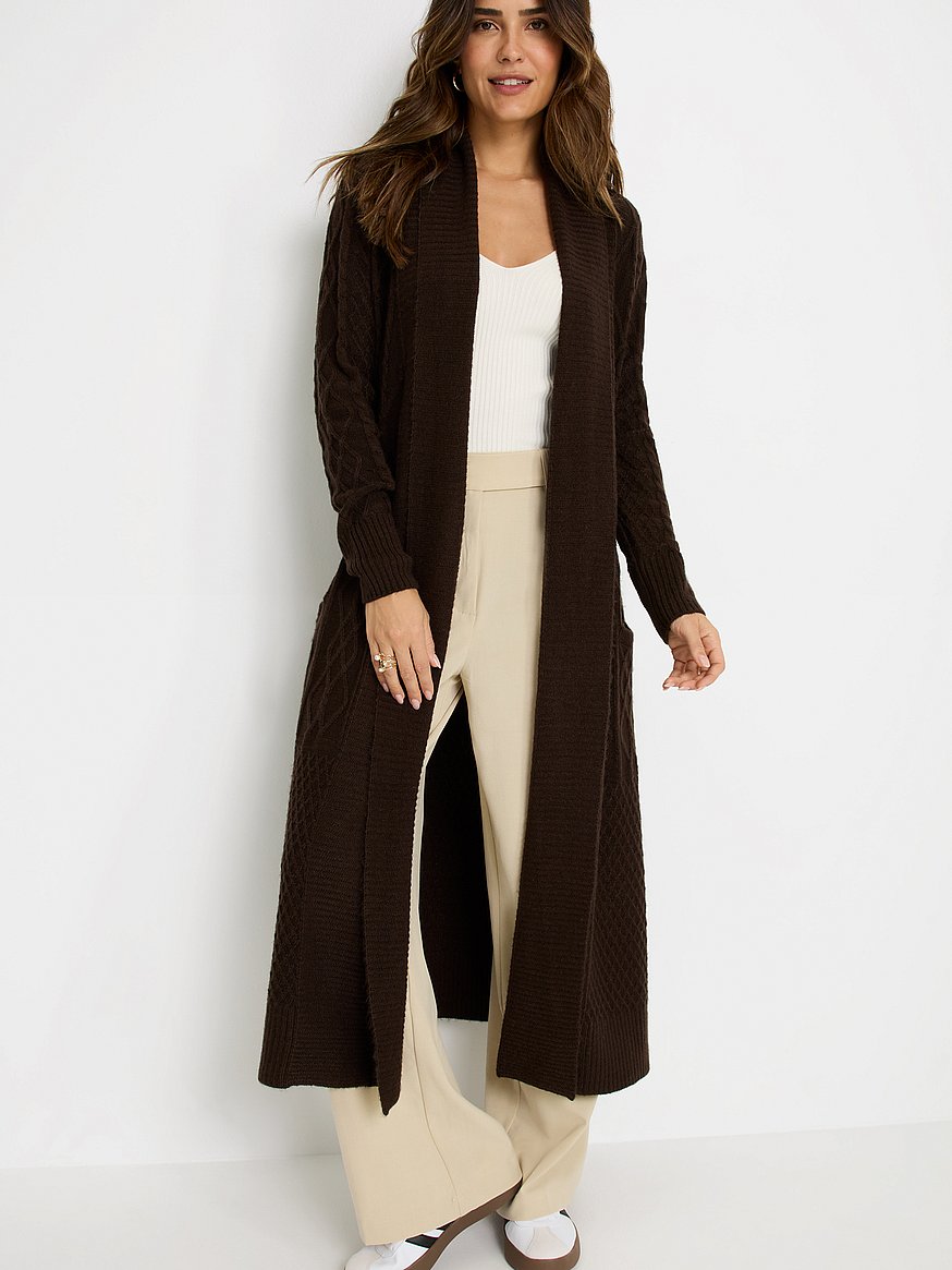 Cable Knit Long Cardigan