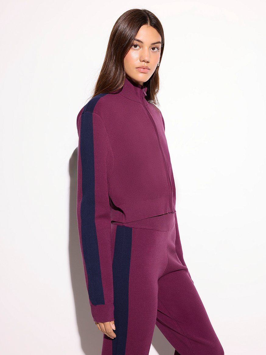 Buy Marlow Full Zip Sweatshirt, Dark Dahlia - Order Hoodies