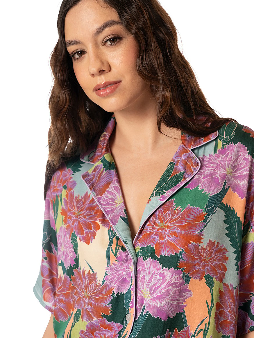 Buy Slumbers Short-Sleeve Short Set, Purple Floral - Order Pajamas