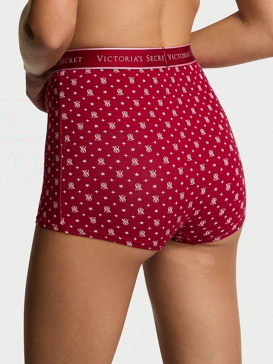 Logo Cotton High-Waist Boyshort Panty