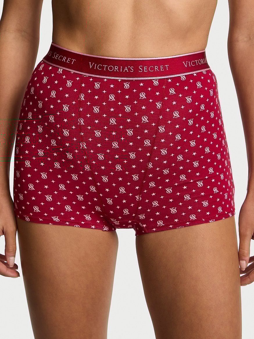 Logo Cotton High-Waist Boyshort Panty