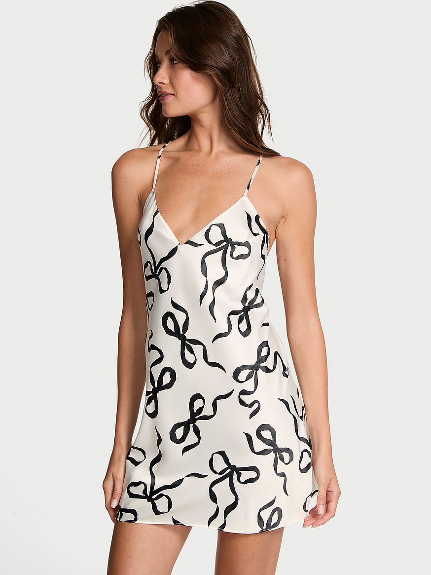 Satin Open-Back Slip Dress