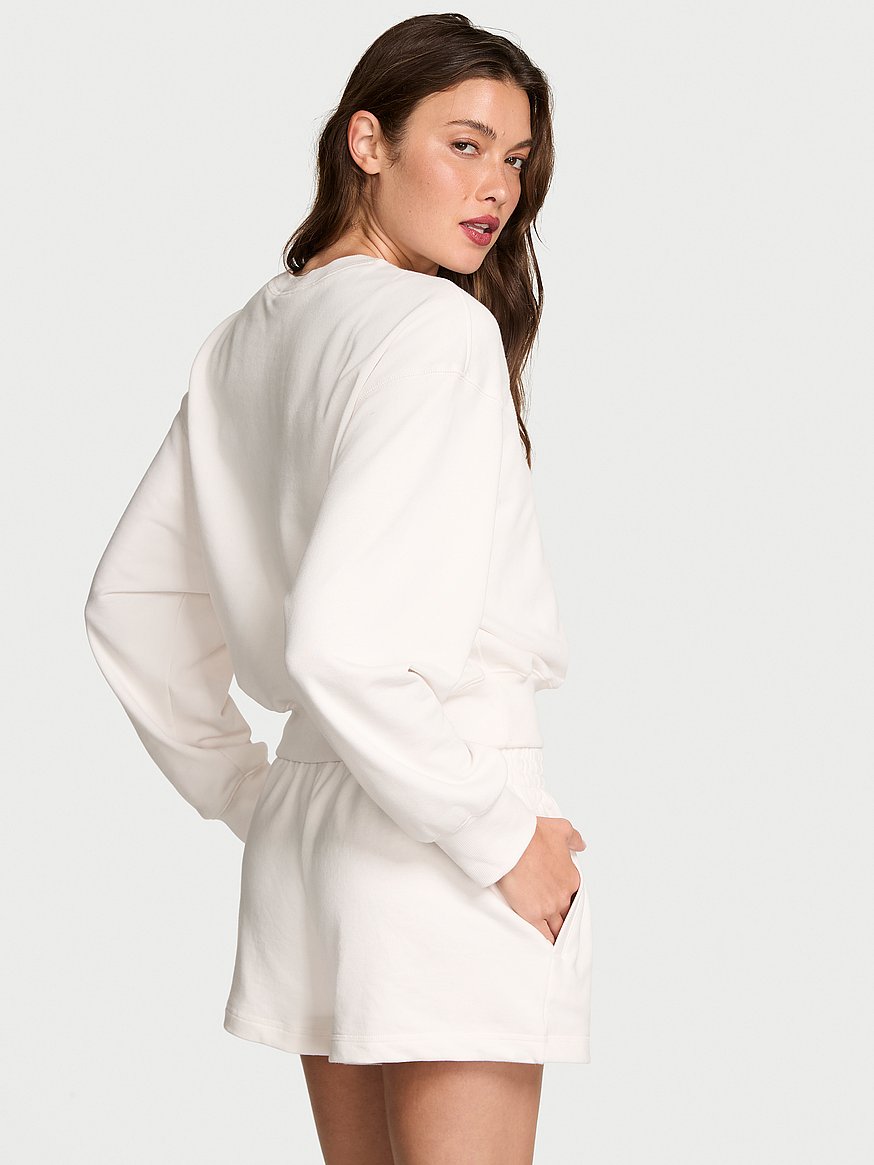 Buy Off-Duty Terry Crop Crewneck Sweatshirt, Coconut White - Order