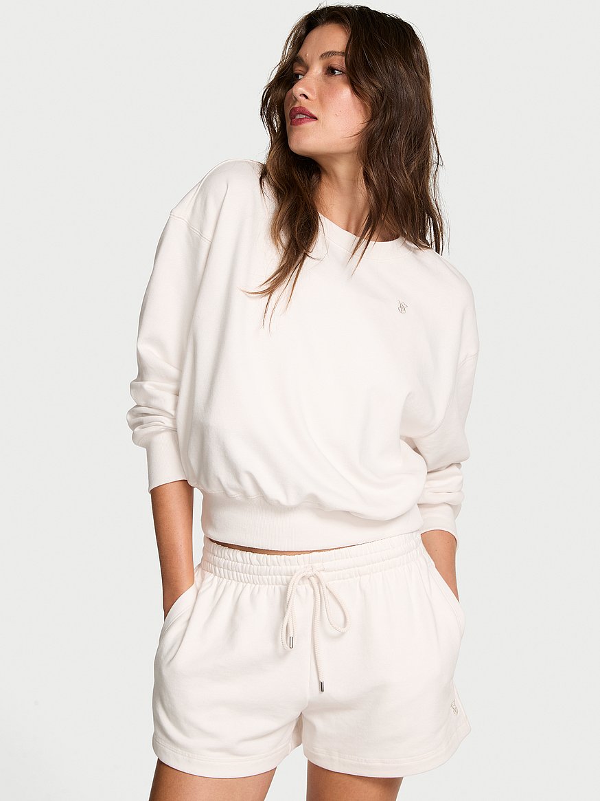 Buy Off-Duty Terry Crop Crewneck Sweatshirt, Coconut White - Order