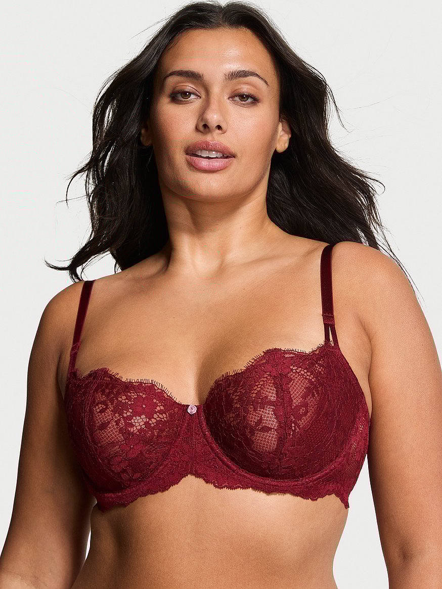 Buy Wicked Unlined Lace Balconette Bra, Sangria Red - Order Bras online - Victoria's Secret US