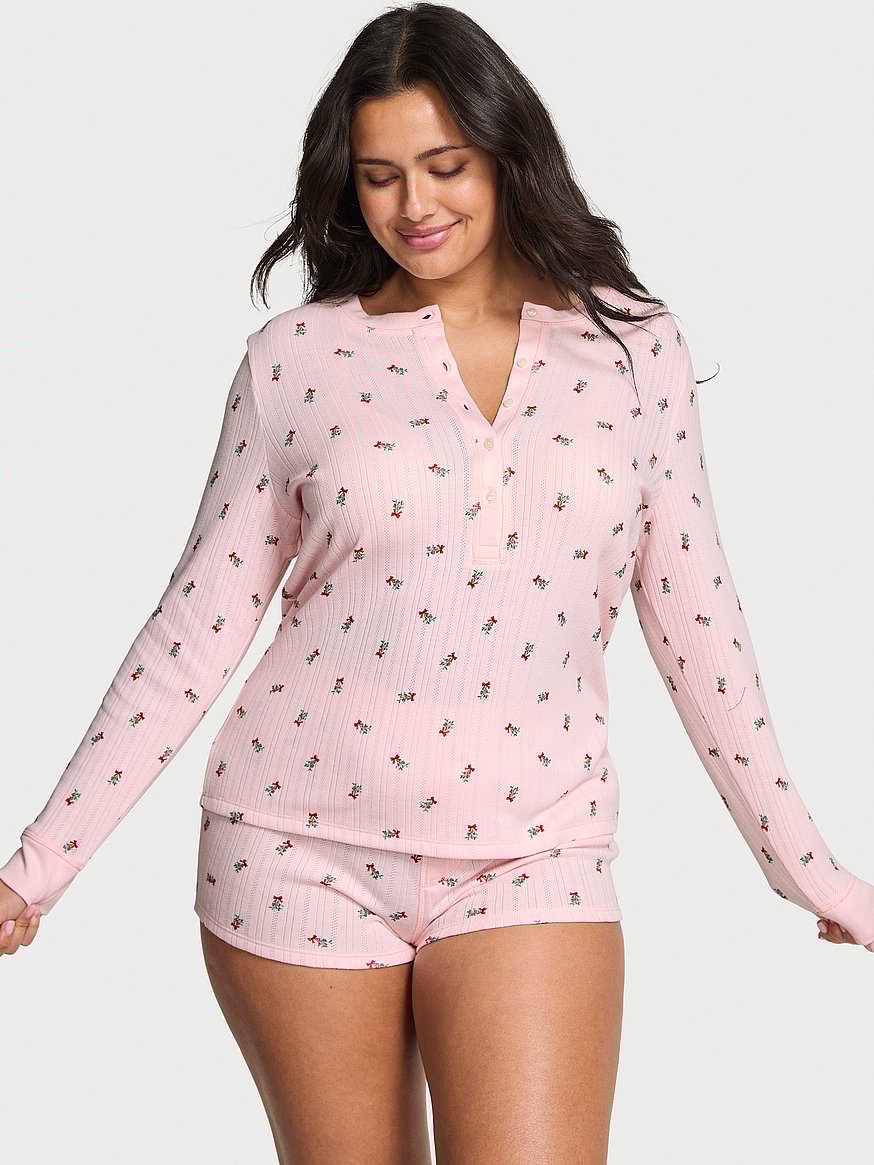 Cozy Pointelle Henley Short Pajama Set