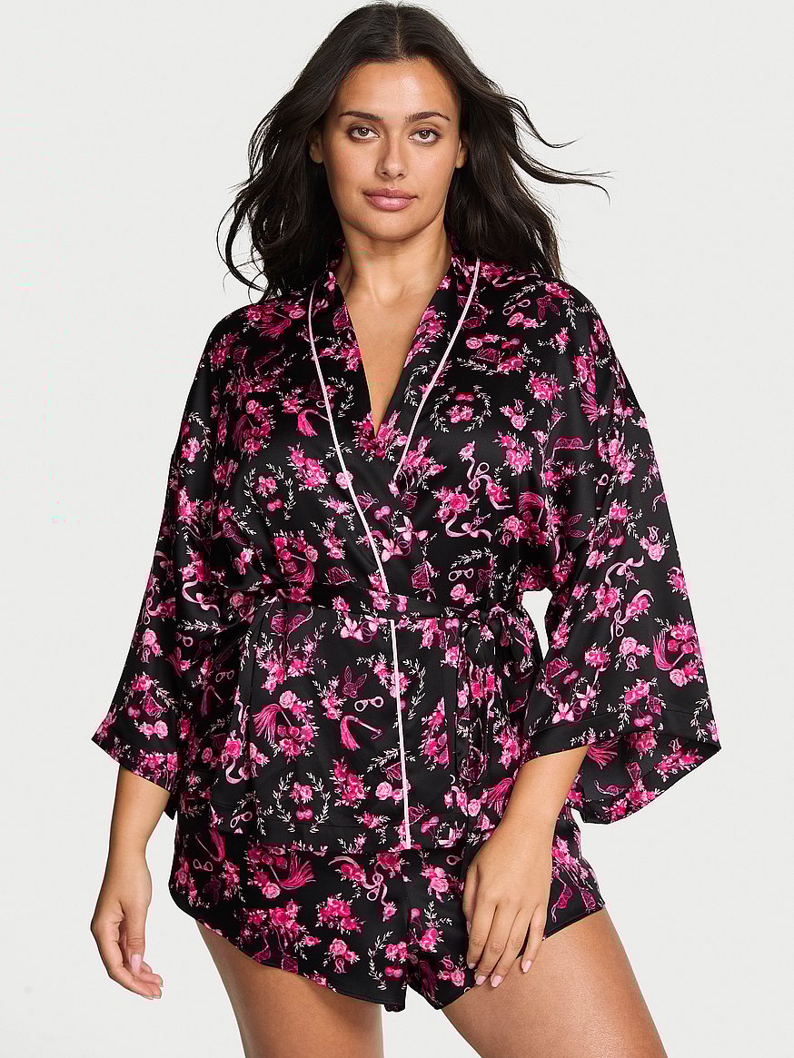 Buy Glazed Satin Short Wrap Robe, Hollywood Pink - Order Robes online - Victoria's Secret US