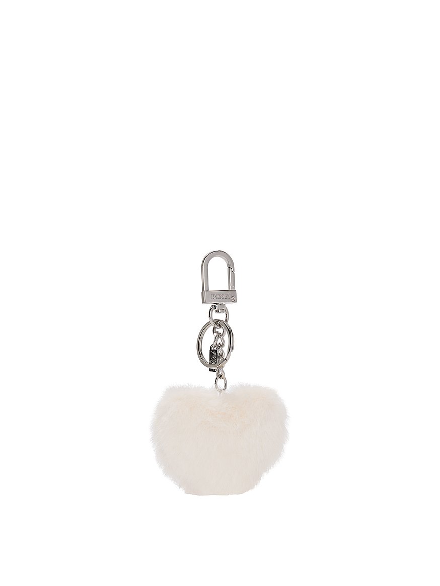 Buy Faux-Fur Heart Keychain Charm, Winter White Faux Fur - Order