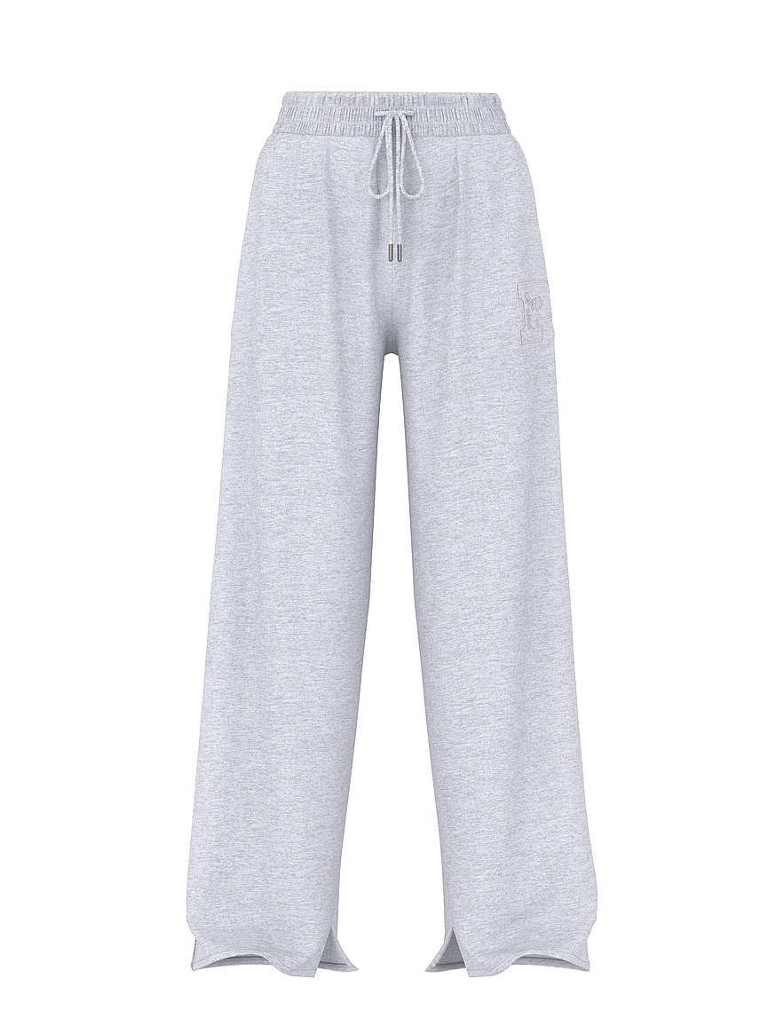 Ivy Fleece Wide-Leg Split-Hem Sweatpants